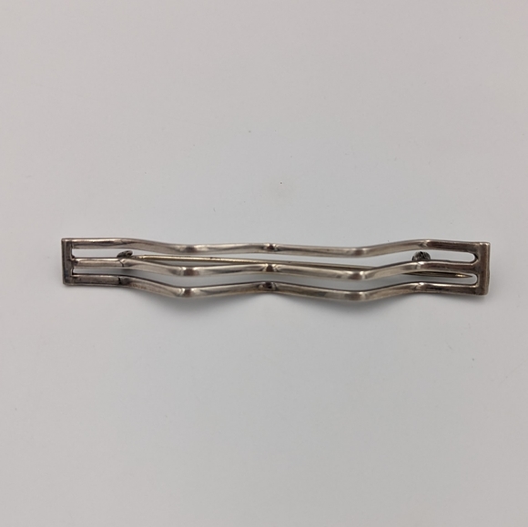 Vintage Modernist Abstract Wave Sterling Silver Statement Brooch - Picture 5 of 9